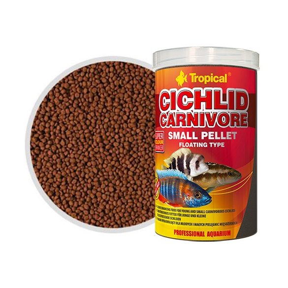 Tropical Cichlid Carnivore kisméretű lebegő pellet húsevő sügereknek 250 ml