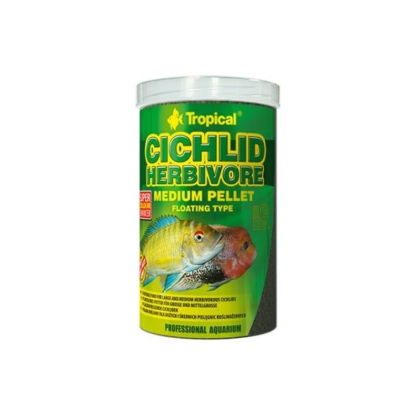 Tropical Cichlid Herbivore közepes méretű lebegő pellet növényevő sügereknek 500 ml